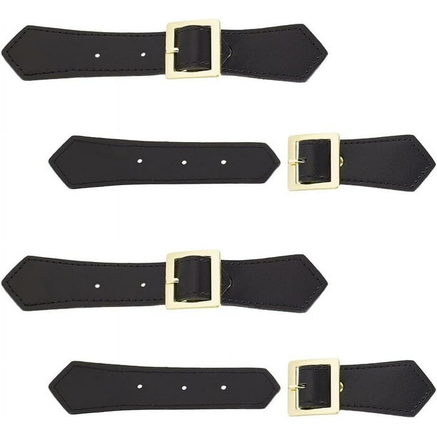 4 juegos de cierres de cuero para coser - Hebilla de cuero sintético negro, botones vintage, broches metálicos - Broche de repuesto para abrigos y chaquetas (DIY)
