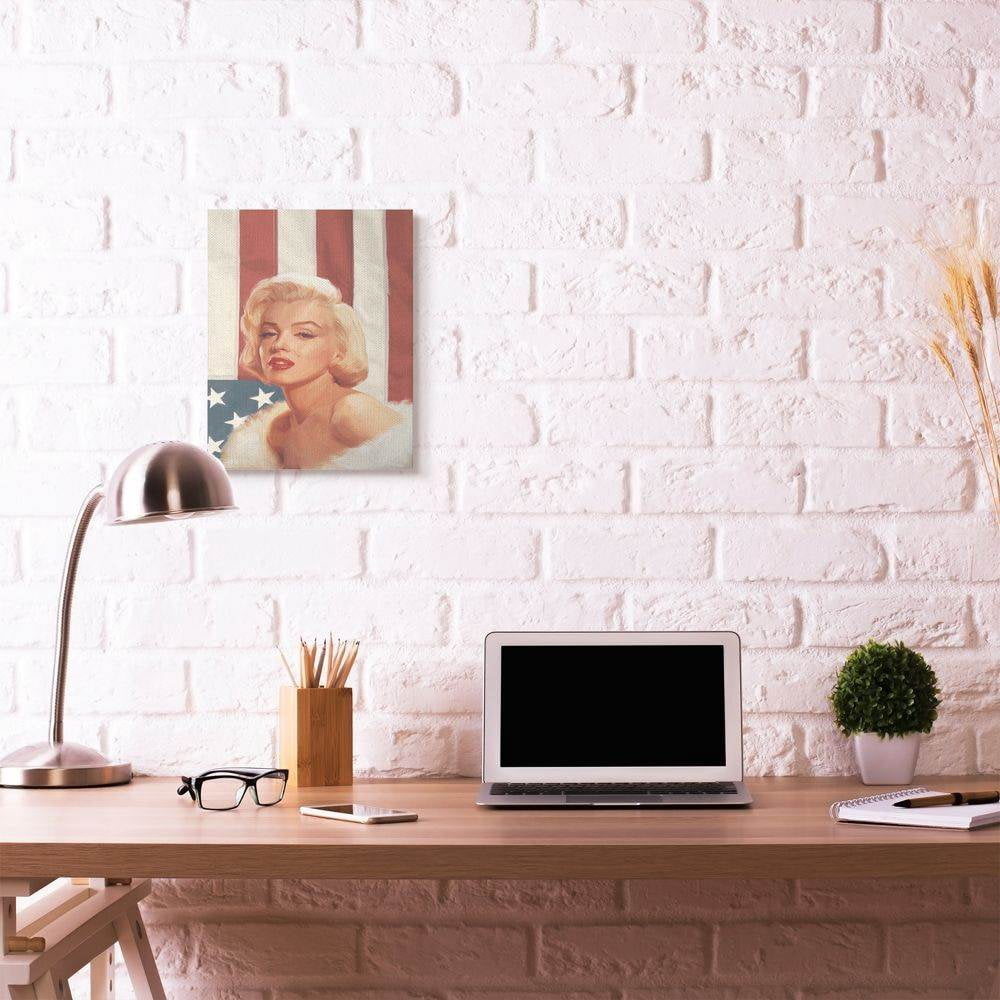 Stupell Industries Marilyn Flag Vintage Hollywood Movie Star Classic Illustration Canvas Wall Art by Jadei Graphics