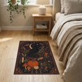 thumbnail image 3 of ODIKA 2'x3' Washable Throw Rug Midnight Black Raven and Autumnal Motifs Design Enchanted Forest with Celestial for Hallway, Study Room, Non-Slip Low Profile, Flatwoven, 3 of 7