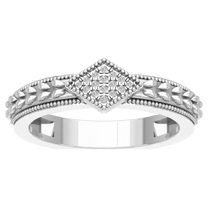 Araiya 10K White Gold Vintage Diamond Ring for Women (1/20 cttw, I-J Color, I2-I3 Clarity), Size 8.5