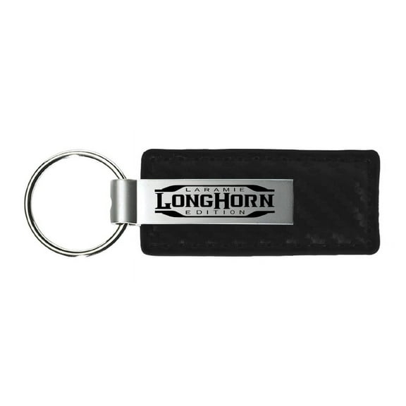 Dodge Longhorn Laramie Carbon Fiber Leather Key Chain (Black)