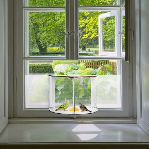 Zhongqi Wooden Bird Feeder,Inside House 180° Clear View Window Bird Feeder for Bird Watching Rainproof , Adjustable Bird Feeder