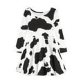 thumbnail image 4 of Suhoaziia Novelty Midi Skirt for Child Girls Size 11-12 Years Cow Stripes Graphic White Dress Comfortable Durable Jumpskirt Trendy Clothes with Sleeves, 4 of 7