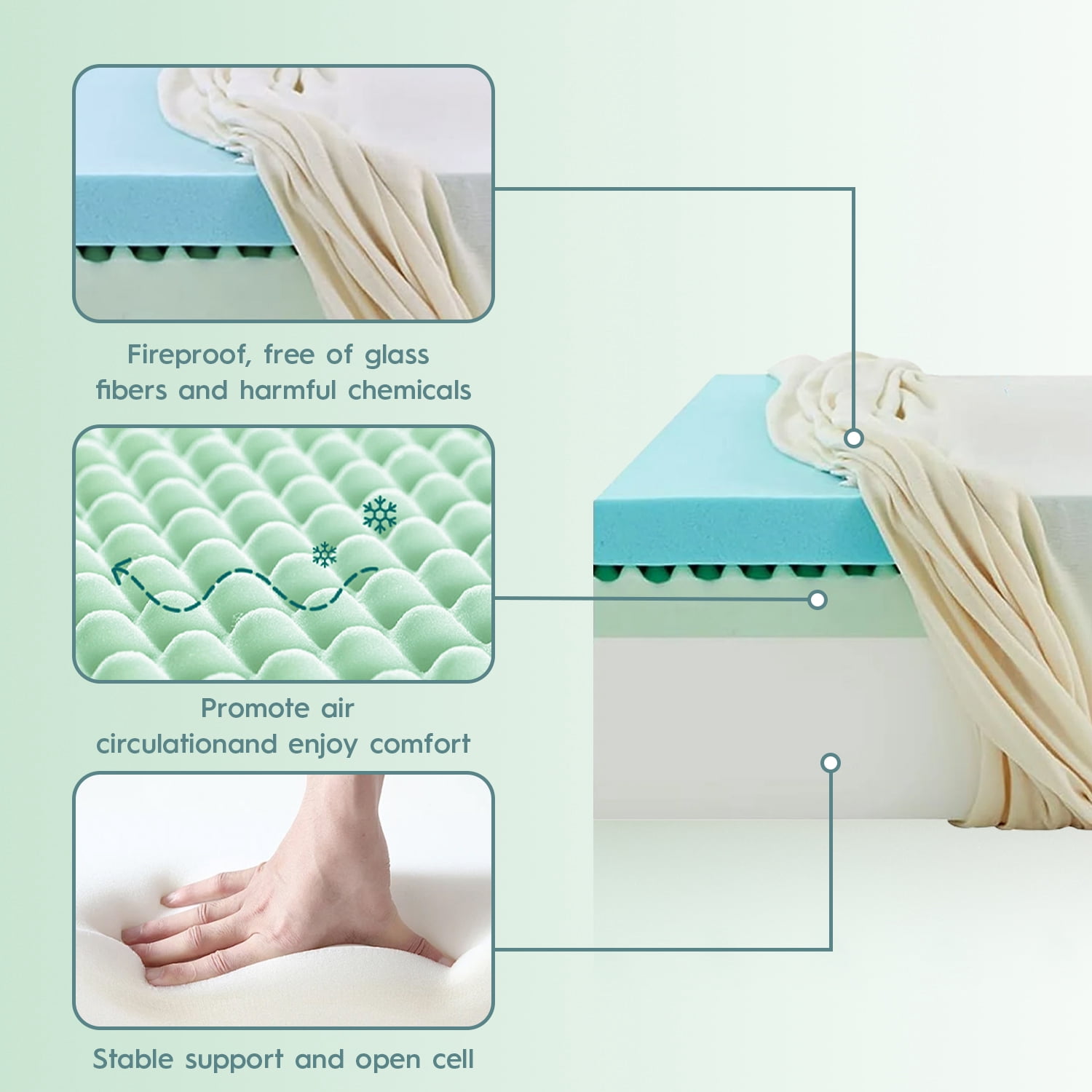 WARMKISS 10 Inch King Cooling Gel Memory Foam Mattress CertiPUR US Certified Fiberglass Free Pressure Relief Bed in a Box
