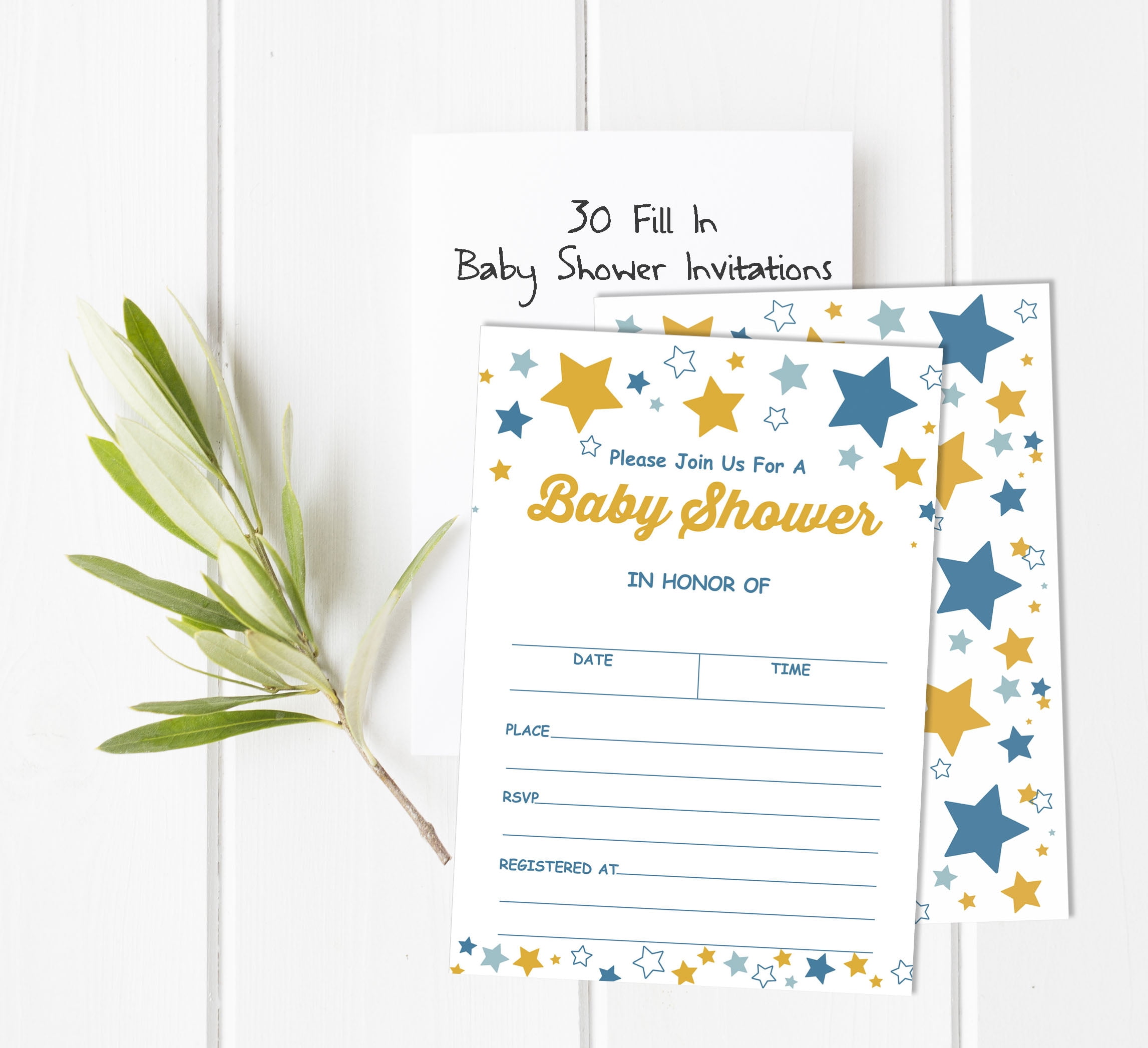 Inkdotpot 30 Fill In StyleBaby Shower Invitation Cards Gender Neutral Twinkle Twinkle Little Star Blank Invites