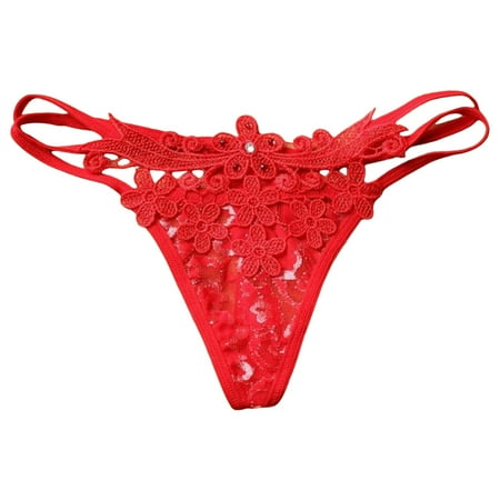 IUJSOY Ladies Underwear Panties Womens Sexy Low Waist Ultra Thin See Through Lace Thong Panties