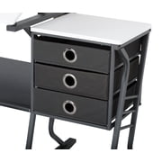 Studio Designs Eclipse Ultra Center/Drawing Table with Angle Adjustable Top, Storage Drawers with Stool 2 Piece Set