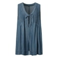 thumbnail image 6 of WENWU Womens Casual Sleeveless Tie Front Denim Romper Overall Shorts Summer Jean Romper with Pocket Tube Rompers for Women Women's Fashion Jumpsuit, 6 of 9