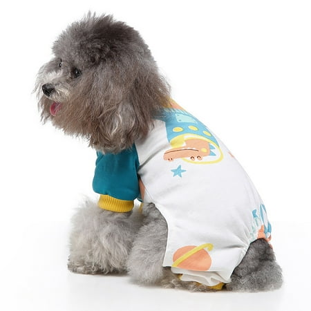 

Four Seasons Pet Clothes Warm Pajamas Cotton Soft And Cozy Cute Cartoon Space Flowers Printing