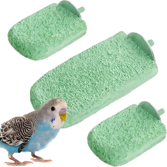 BESTSKY 3 Pcs Bird Beak Grinder and Nail Trimming Perch, Ice Cream Shaped Flat Perches for Parakeet, Cockatiel, Lovebird, Small Bird Cage Accessories