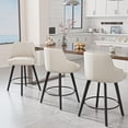 thumbnail image 6 of VINGLI 26" H Swivel Barstools Set of 2, PU Leather Upholstered Counter Stool with Back, Kitchen High Chairs Counter Height Bar stools with Cushion, Solid Wood Legs, Black, 6 of 14