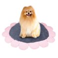thumbnail image 1 of Round Flower Design Imitation Rabbit Hair + PP Cotton Soft Pet Mat for Small Dogs CatsGrey L, 1 of 11