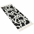 thumbnail image 2 of Black and White Hallway Runner Rug 2x6ft, Farmhouse Cow Black White Washable Woven Living Room Bedroom Kitchen Bathrom Carpet with Tassels, Non-Shedding Indoor Outdoor Throw Door Mat for Entryway, 2 of 5