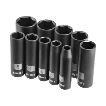 HART 10-Piece 3/8-inch Drive SAE Impact Socket Set, Chrome Vanadium with Storage Case