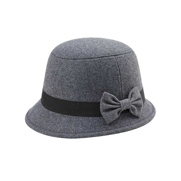 Top Headwear Wool Plaid Cloche Hat - Grey