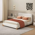 thumbnail image 3 of Full Size Bedframe, Uhomepro Elegant Boucle Upholstered Bed, A Luxurious and Cofortable Bedroom Centerpiece, Full Size, White, 3 of 7