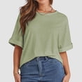 thumbnail image 5 of Women Oversized T Shirt 60 Polyester 35 Rayon 5 Spandex Crewneck Short Sleeve for All Seasons, 5 of 7