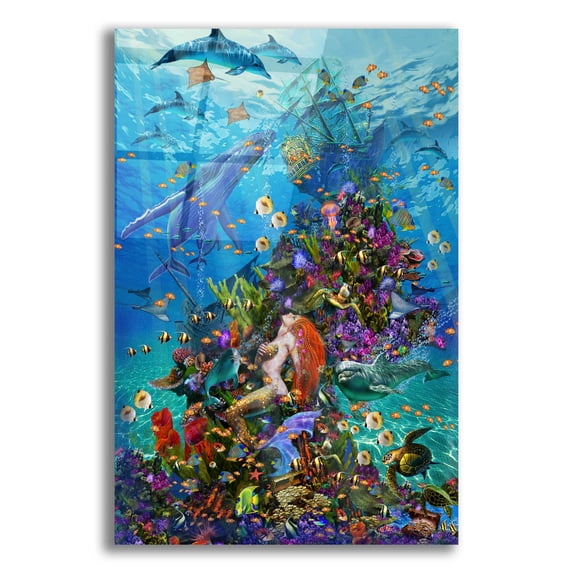 Epic Art 'Mermaid Treasure Ship' by Enright, Acrylic Glass Wall Art, 12"x16"