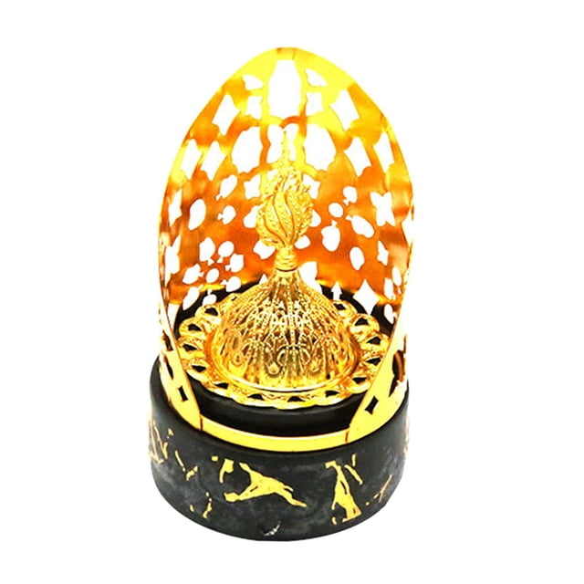 Quemador de incienso con cubierta de metal, decorativo, para estufa de aromaterapia negro con tapa