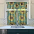thumbnail image 3 of Floral Bohemian Curtains 36 Inch Short - 3 Panel Farmhouse Vintage Set with Rustic Botanicals, Rod Pocket Window Treatment for Country Kitchen, 3 of 5