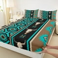 thumbnail image 3 of Manfei Retro Bull Skull Twin Sheet Sets,Rustic Western Farmhouse Twin Fitted Sheet,Vintage Aztec Rhombus Flat Sheet For Girls Boys,Ultra Soft Home Decor,3 Pieces, 3 of 7