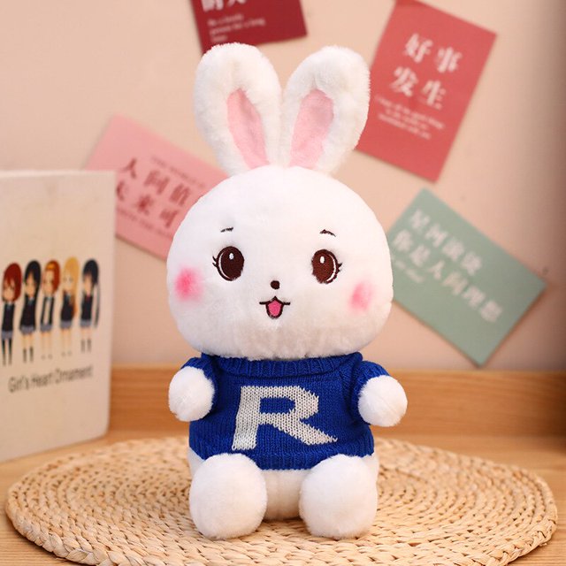 Cute / Soft/ Cartoon/ Rabbit Plush Toy/ Little White Rabbit Doll In Sweater/ Children's Birthday Gift/ Christmas Giftblue40cm Deng Xun unisex