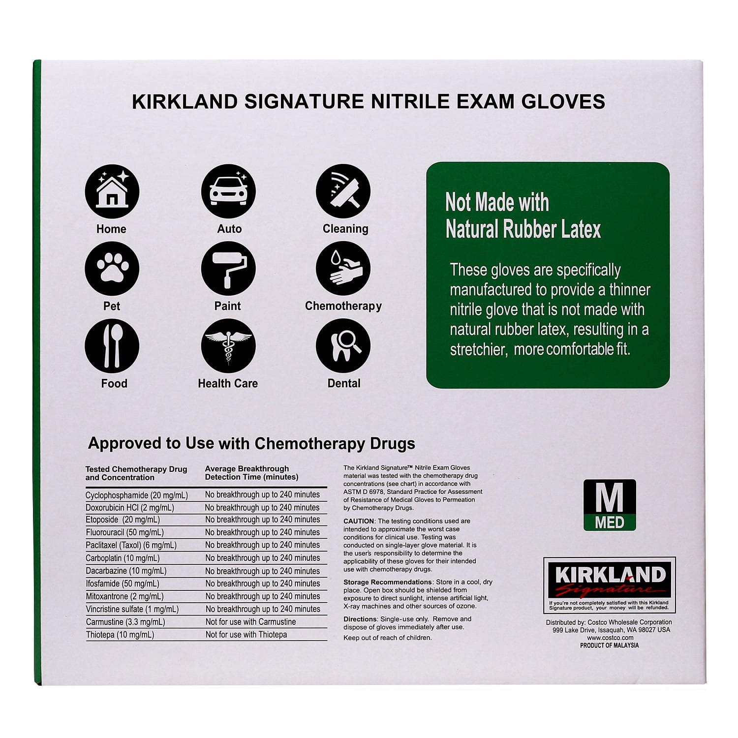 Kirkland Signature Nitrile Exam Gloves, Powder Free, Medium (400 Count)