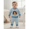 thumbnail image 4 of Qmyliery Baby Boys Pants Set, Long Sleeve Embroidery Turkey Sweatshirt with Striped Pants Thanksgiving Clothes, 4 of 9