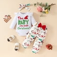 thumbnail image 2 of AJIWYH First Christmas Baby Girl Outfit,Boys Girls Long Sleeve Christmas Letter Romper Bodysuit Cartoon Prints Pants Outfits Christmas Pajamas for Girls White,6-9 Months, 2 of 7