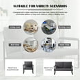 thumbnail image 5 of Gewnee 26.8" Accent Armchair, Linen Blend Metal Frame Chair with Square Arms for Living Room, Dark Gray, 5 of 18