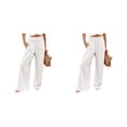 thumbnail image 2 of Pantalones de Verano Minnieouse Color Sólido Largo Suelto Casual Pierna Ancha Blanco M METRO, 2 of 6