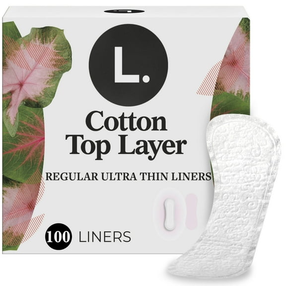 L. Ultra Thin Liners for Women, Regular Coverage, Cotton Top Layer, Unscented Pantiliners, 100 Count