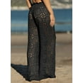 thumbnail image 4 of Womens Crochet Swimsuit Coverup Pants High Waisted Drawstring Sexy Sheer Mesh Knit Wide Leg Beach Pants, 4 of 5