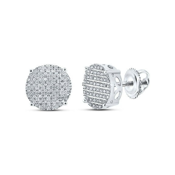 Macey Worldwide Jewelry 10k White Gold Mens Diamond Earrings 1/3 Ctw