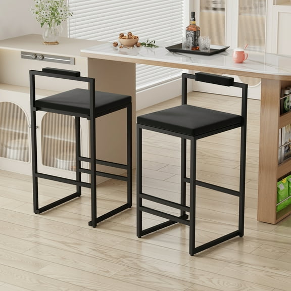 Velvet Bar Stools Set of 2 Modern Counter Height Kitchen Stools