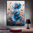 thumbnail image 3 of Mudket Blue and Orange Canvas Wall Art, Framed Ready to Hang, Modern Floral Wall Decor for Living Room Bedroom Office, Abstract Botanical Artwork - 12"L x 8"W, 3 of 10