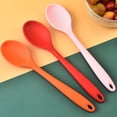 thumbnail image 4 of ZHAOCHENG Cuchara de silicona con mango largo, resistente al calor, Color sólido, utensilios de cocina de calidad alimentaria para el hogar (amarillo), 2 uds., 4 of 5