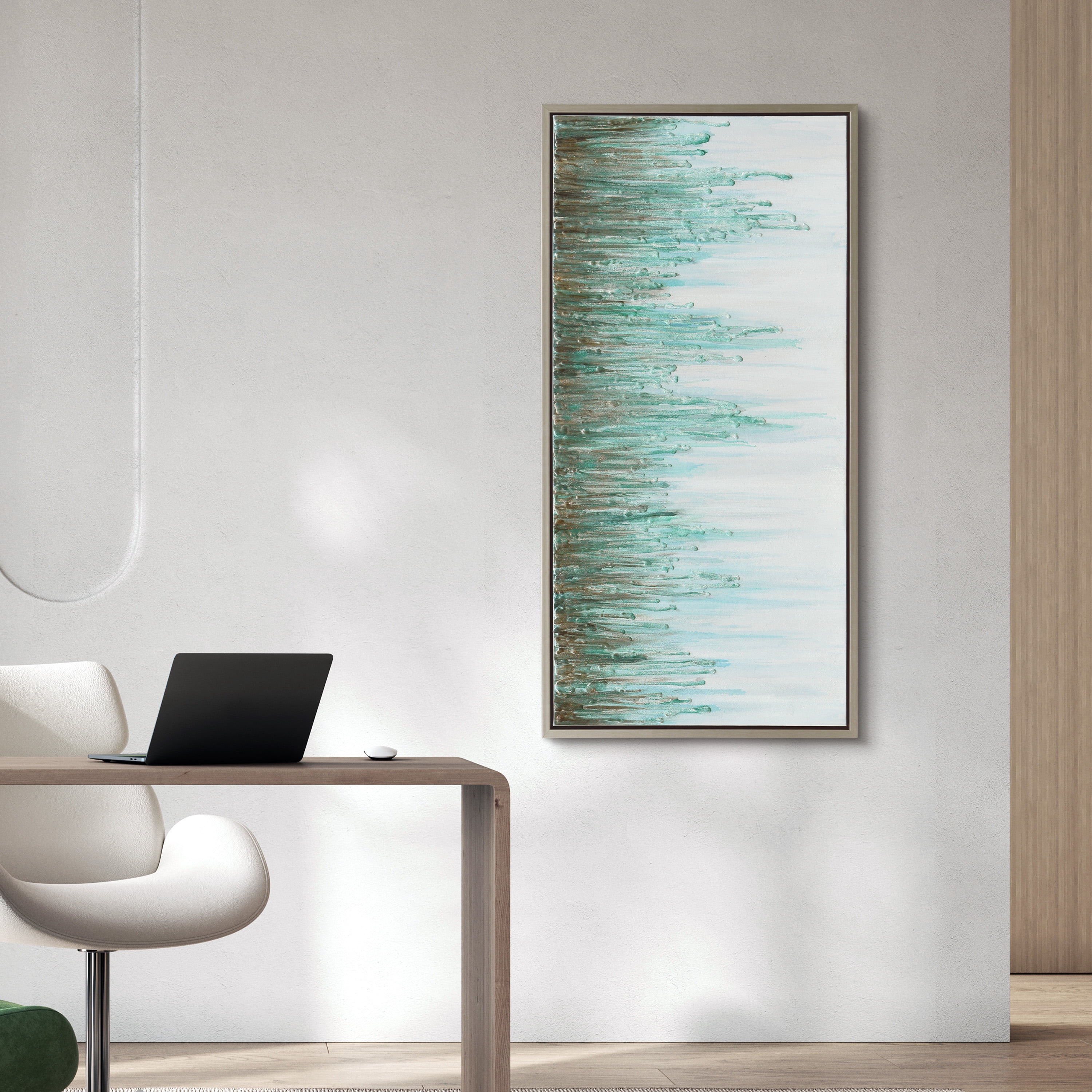 Empire Art Direct Green Frequency Textured Metallic Hand Painted Wall Art, 24" x 48" x 1.5", Ready to Hang
