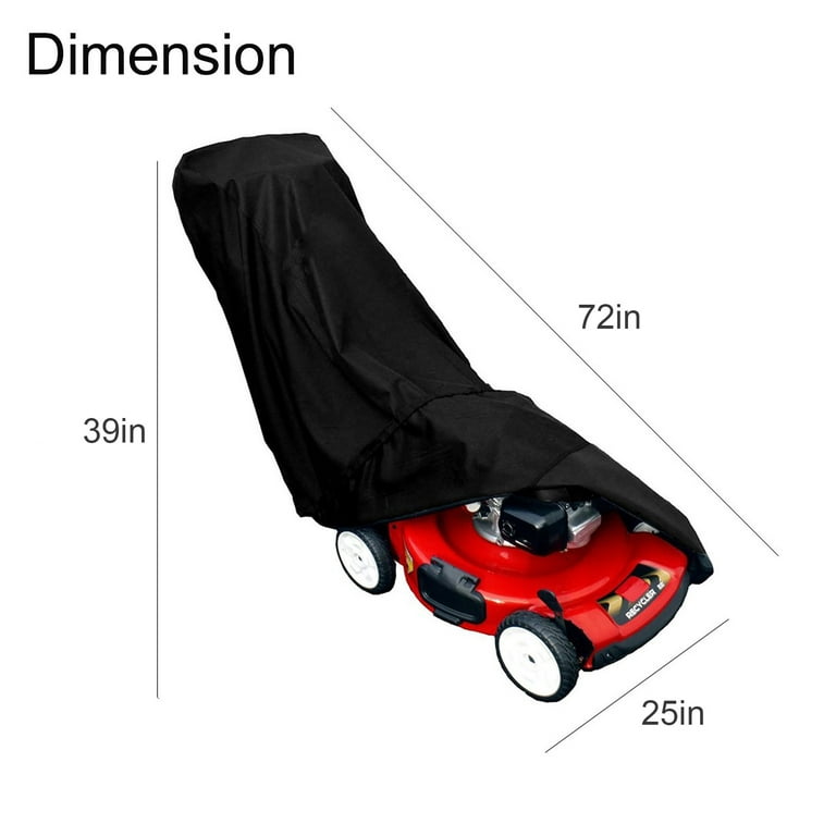 Outdoor Waterproof Lawn Mower Cover, Fits Lawn Mowers with a Deck up to  75, Water/ UV Resistant, Black 