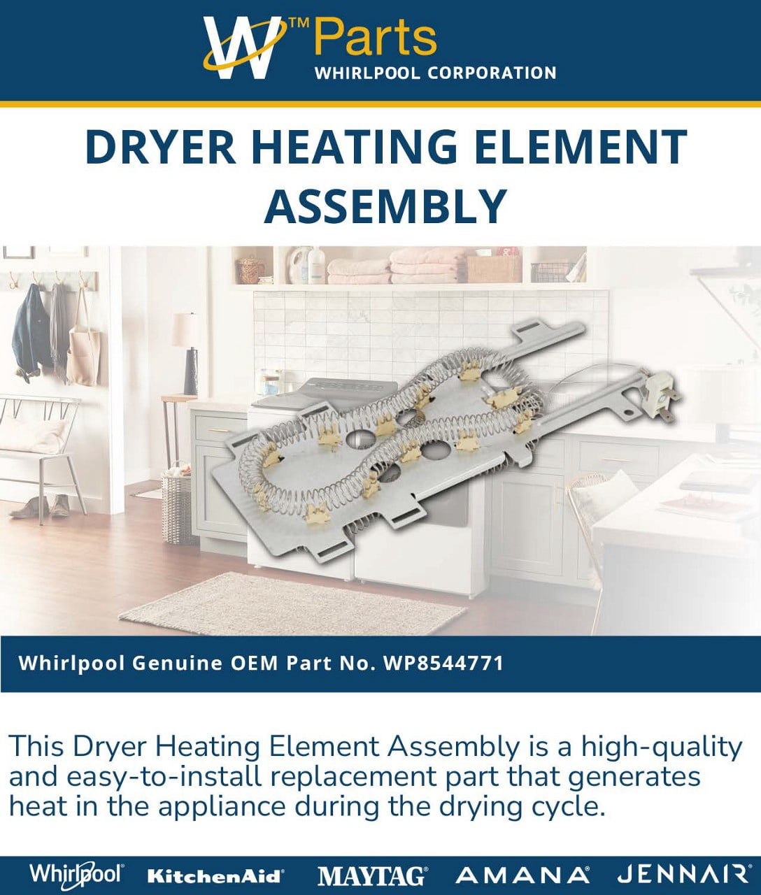 Whirlpool WP8544771 Heater Element Single