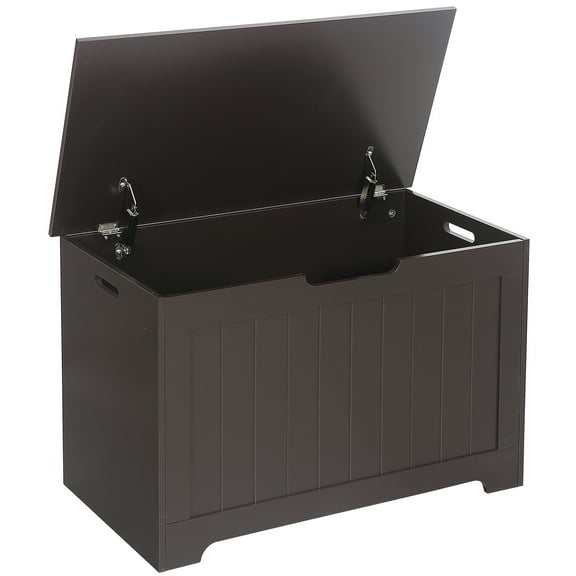 CZMJY Wooden Storage Chest Bench Toy Box Fitted with 2 Safety Hinges Designed as Functional Entryway Organizer and Practical Bedroom Storage Solution, Brown