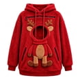 thumbnail image 6 of Frostluinai Womens Cats Hoodie with Pouch Zipper Fuzzy Fleece Pet Carrier Sweatshirt Christmas Reindeer Print Zippered Pet Pouch Adjustable Hole Pockets, 6 of 7