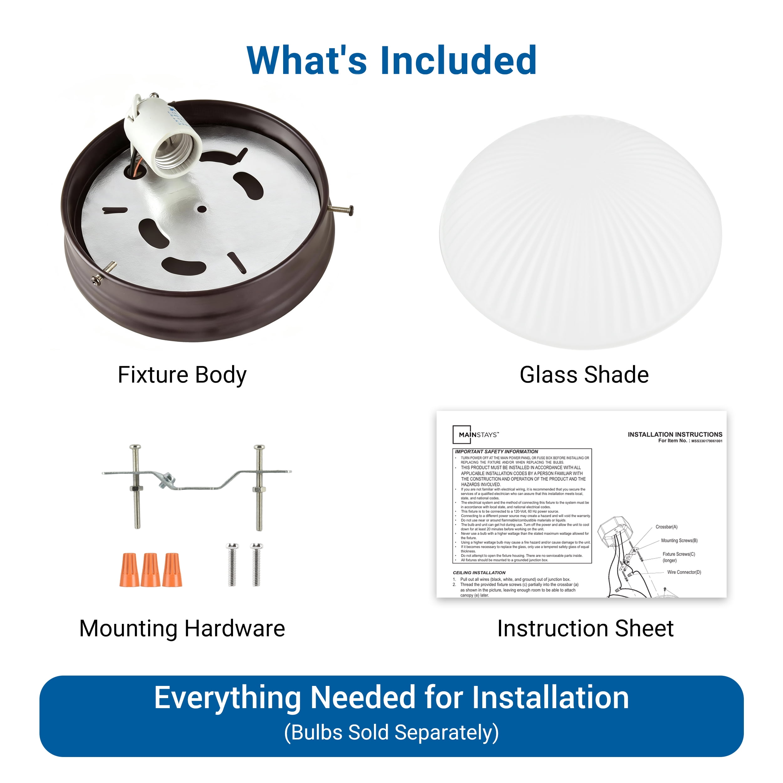 Mainstays Flush Mount Ceiling Light, Bronze Finish, Bulb Not Included