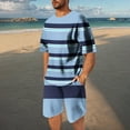 thumbnail image 2 of Jessboyy 2 Piece Casual Outfits Sets for Men Summer Hawaiian Short Sleeve Graphic Tees and Shorts Vacation Sets Big and Tall Going Out Outfit Sky Blue,S, 2 of 7