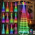 thumbnail image 3 of Árbol de Navidad con forma de cono con iluminación RGB inteligente de 1,5 m y 2,1 m con adorno de estrella para exteriores, controlado por aplicación DIY, 3 of 5