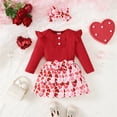 thumbnail image 2 of Bagilaanoe 3Pcs Newborn Baby Girls Valentine's Day Clothes Long Sleeve Romper Tops + Pleated Skirt + Headband 3M 6M 9M 12M 18M 24M Infant Casual Skirt Set, 2 of 9