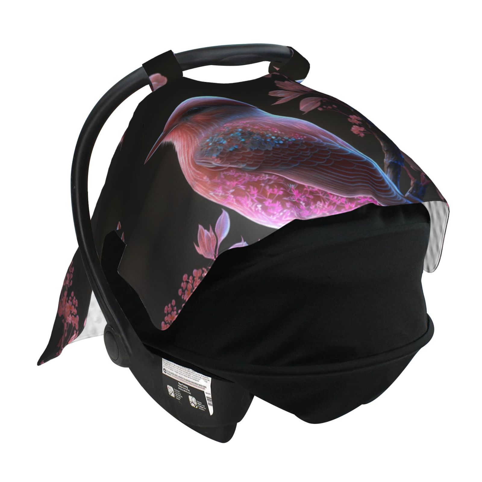 Car Seat Cover Baby - Pink Patterned Bird Breathable Infant Car Seat Cover for Baby Carseat, Lightweight Comfort Baby Essentials Must Haves Newborn Stuff for Girl Boy