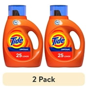 (2 pack) Tide Original HE, 25 Loads Liquid Laundry Detergent, Original, 37 fl oz