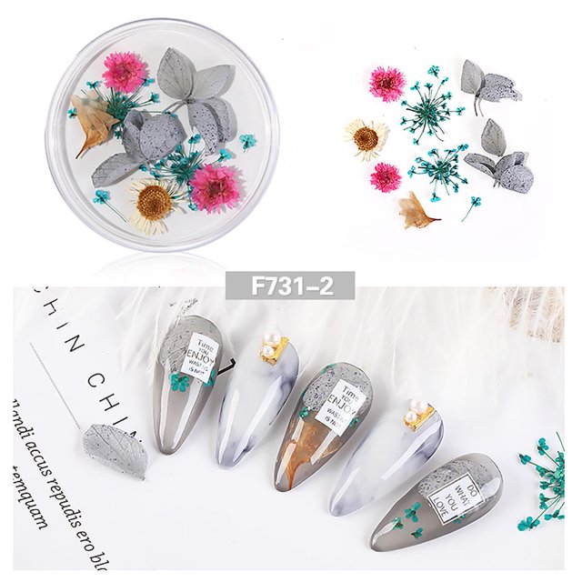 Uñas postizas, regalos para mujeres, decoración de uñas con flores secas, uñas japonesas, encaje 3D inmortal, juego de narcisos, lentejuelas para uñas.