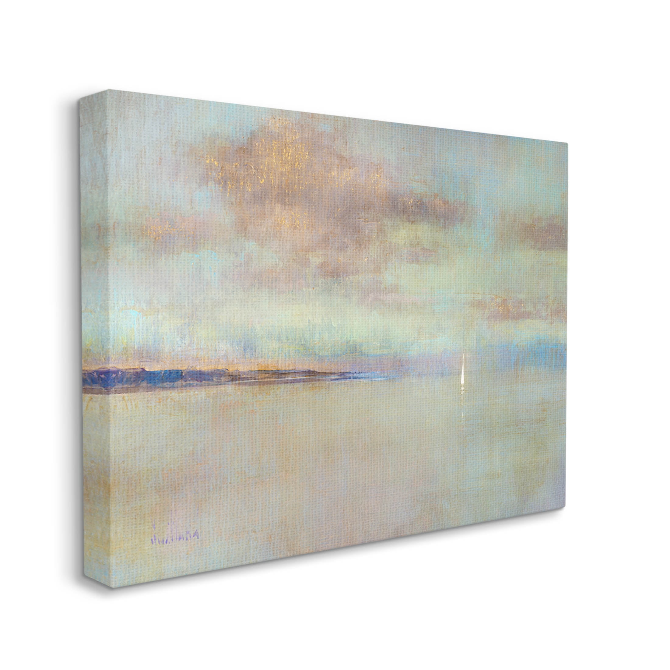 Stupell Industries Abstract Ocean Scene Lone Sailboat Painting Gallery Wrapped Canvas Print Wall Art, Design by Katie Swatland